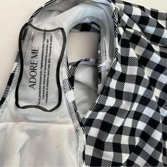 NWT Adore Me Vivien Contour black white gingham bikini 38D top & large bottom - Picture 14 of 16